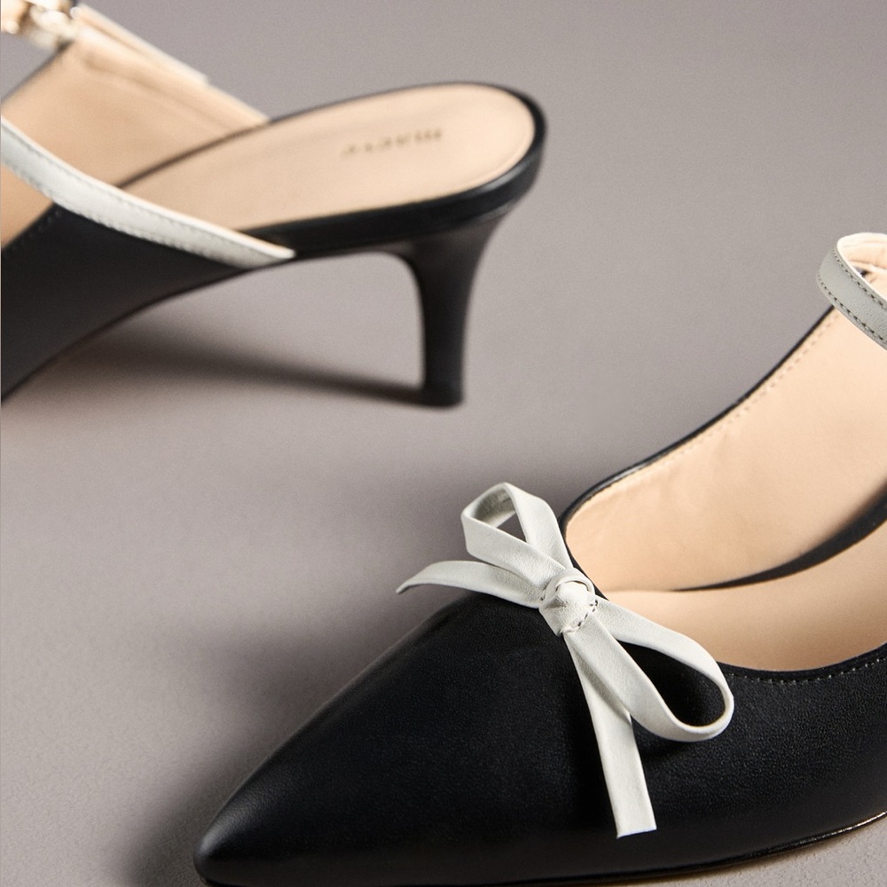 Maeve Bow Kitten-Heel Mules Black - Picture 3 of 6